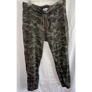 Bella Dahl Green Camo Tencel Stretch Jogger Pants Sz S Grunge Bohemian Y2K-lore